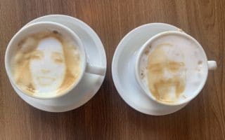 Coffee selfie capuccino